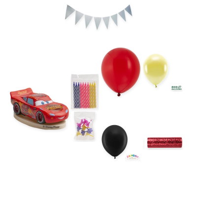Bilar/Cars – dekorationspaket – röd/ljusguld/svart