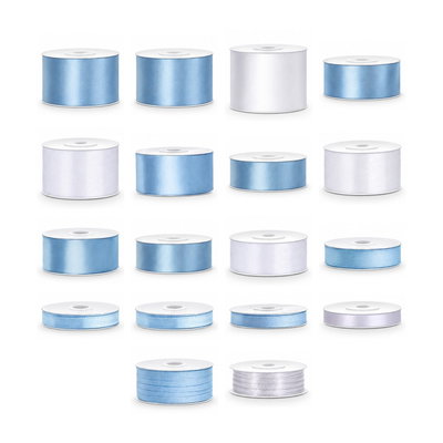 Satinbandspaket – Dusty blue – Stor – 18 rullar – hela paketet