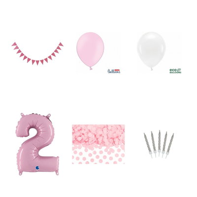 Produktöversikt – 2-årskalas, dekorationspaket, Rosa