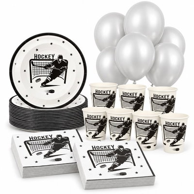 Hockey, kalaspaket med dekorationer, 24 gäster