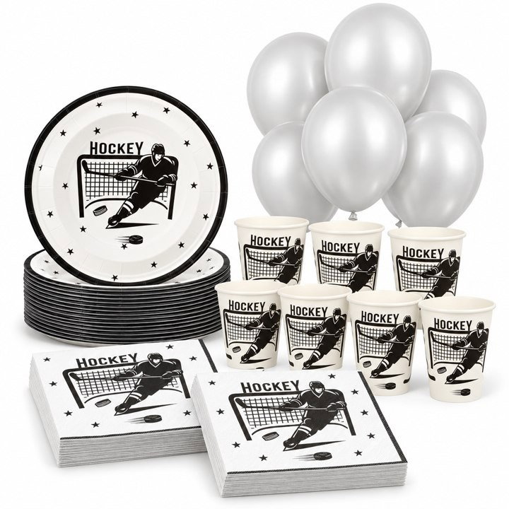 Hockey, kalaspaket med dekorationer, 24 gäster