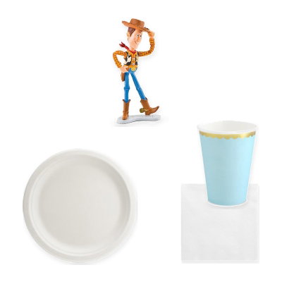 Toy Story – färgmatchad dukning och Woody-tårtfigur, 6 gäster
