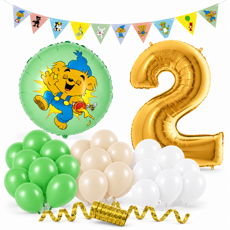 Bamse 2 år – dekorationspaket Skog – paketets produkter