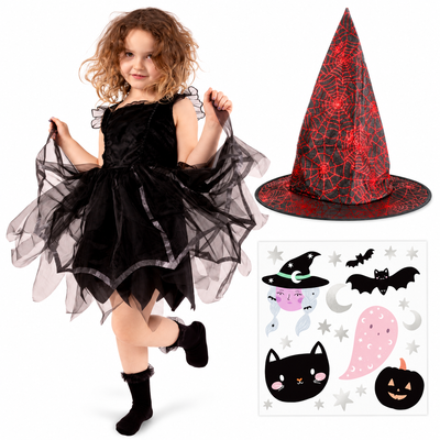 Lilla häxan – häxdräkt, häxhatt och Halloween-tatueringar