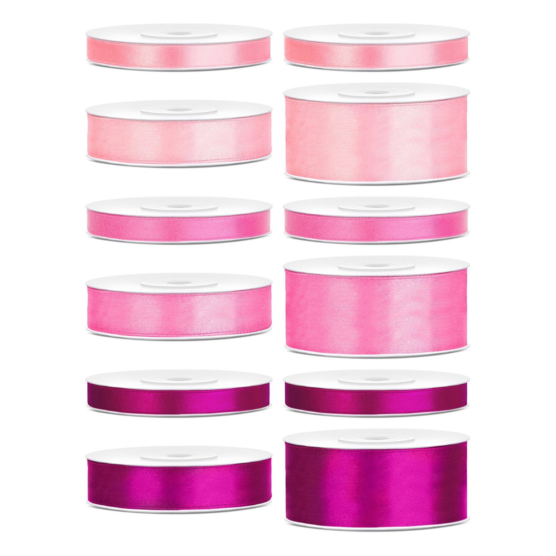 Satinbandspaket – Hårrosetter rosa – 12 rullar