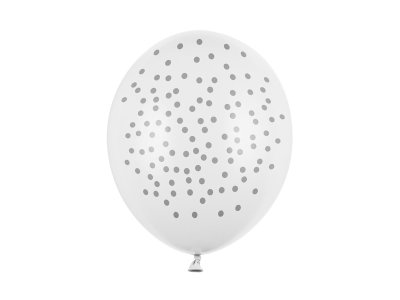Ballonger - Dots - Vit/Guld- 50pack**