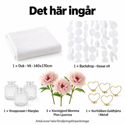 Fotografera dina små alster – stilleben i vitt och rosa – innehåll och antal försäljningsförpackningar