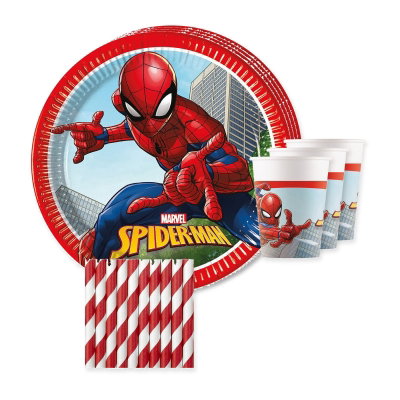 Spiderman – dukningspaket för 24 gäster – samlat paketinnehåll