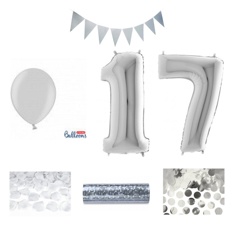 17-års festpaket, Silver, Stor – sammansatt produktbild