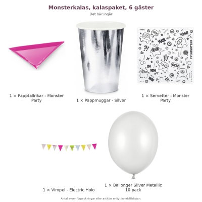 Monsterkalas, kalaspaket, 6 gäster – innehåll och antal förpackningar