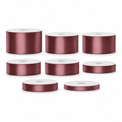Satinbandspaket – Mörk Dammig Rosa – 8 rullar – hela paketet