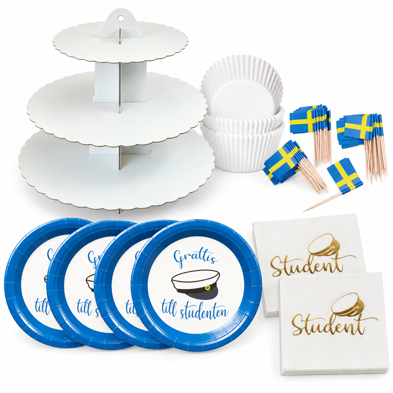 Studentens cupcakebuffé för trettiotvå – baka, märk och duka fram