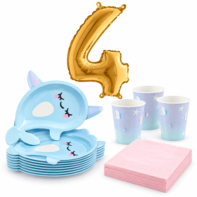 4-årskalas, Narwhal, kalaspaket, 6 gäster – paketets innehåll