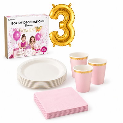 3-årskalas, Prinsesskalas, kalaspaket, 6 gäster – paketets produkter