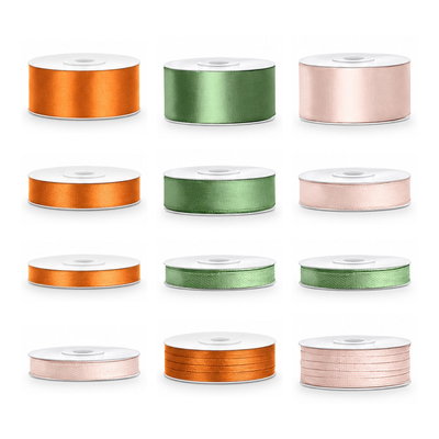 Satinbandspaket – Naturtoner – 12 rullar – hela paketet
