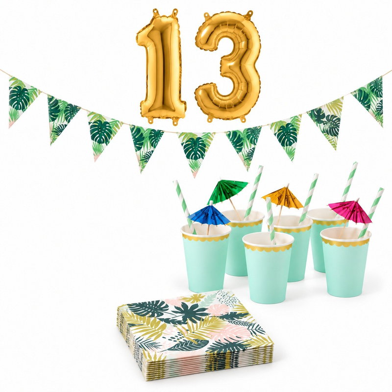 13-årskalas, Mocktailparty – tropisk dryckeshörna, serveringspaket, 6 gäster – paketets produkter