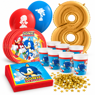 8-årskalas, Sonic, kalaspaket, 8 gäster – samlat paketinnehåll