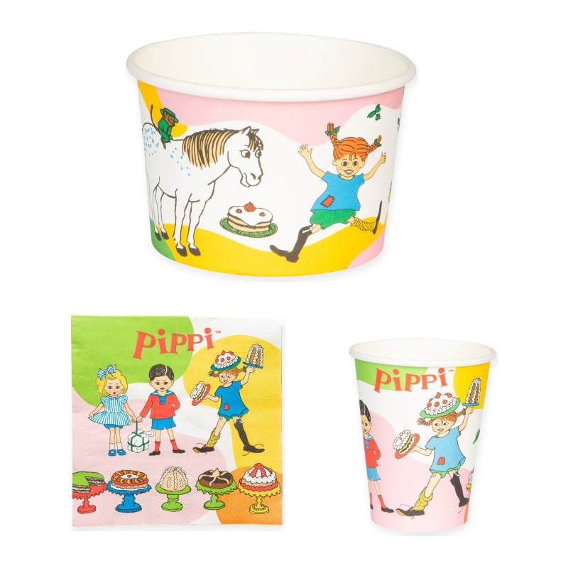 Pippi Långstrump – glasskalaspaket – för 8 gäster