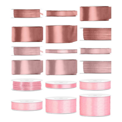 Satinbandspaket – Blomsterbutik rosa – Stor – 18 rullar – hela paketet