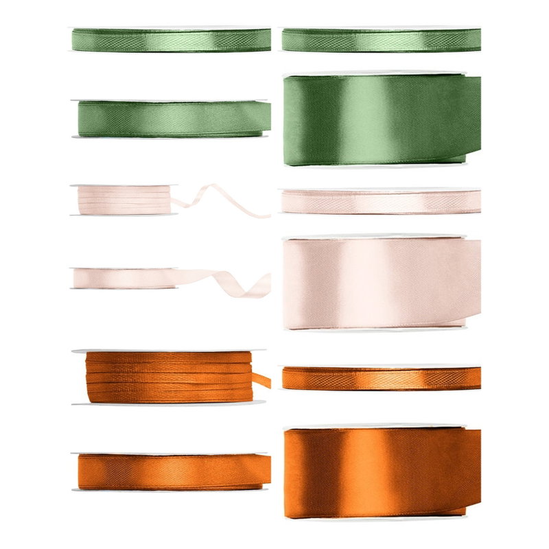 Satinbandspaket – Naturtoner – 12 rullar – hela paketet