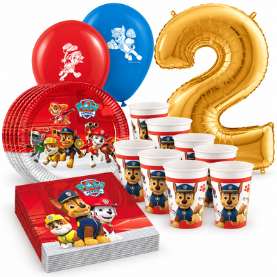 2-årskalas, Paw Patrol, kalaspaket, 8 gäster – samlat paketinnehåll