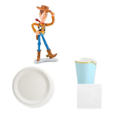 Toy Story – färgmatchad dukning och Woody-tårtfigur, 18 gäster