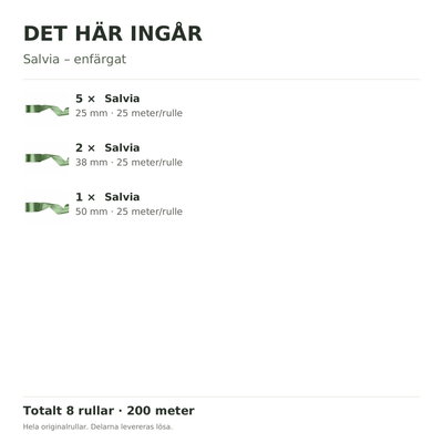 Det här ingår – Satinbandspaket – Salvia – 8 rullar