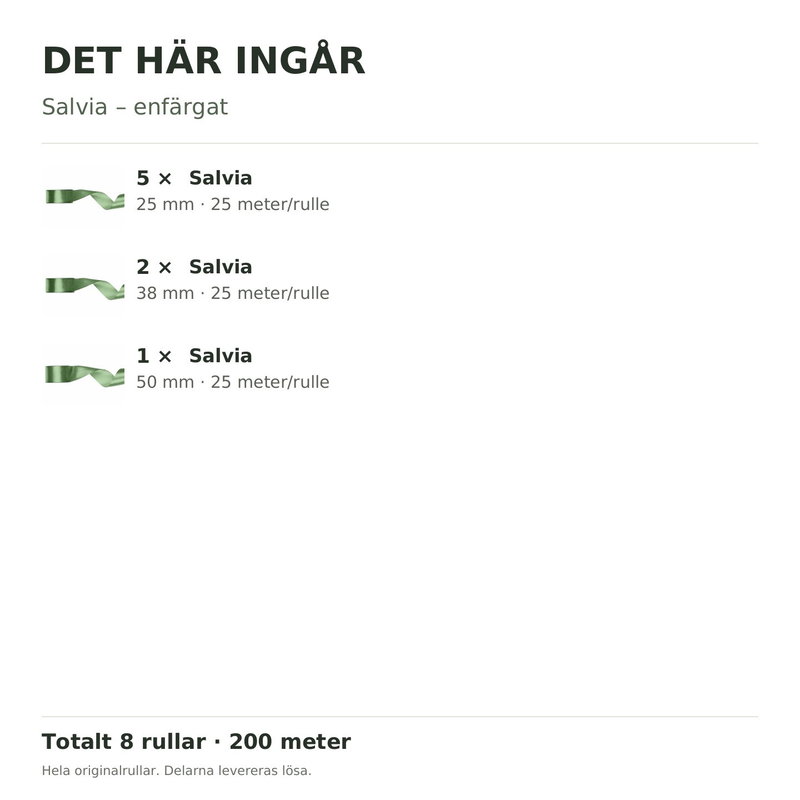Det här ingår – Satinbandspaket – Salvia – 8 rullar
