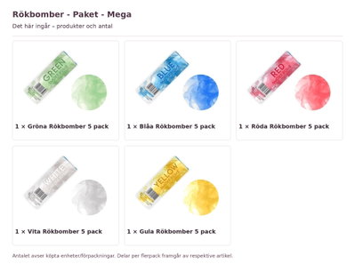 Rökbomber - Paket - Mega – innehåll och antal förpackningar