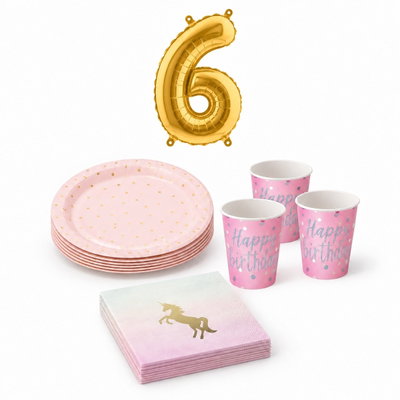 6-årskalas, Enhörningskalas, kalaspaket, 8 gäster – paketets produkter