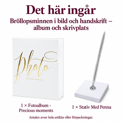Bröllopsminnen i bild och handskrift – album och skrivplats – innehåll och antal