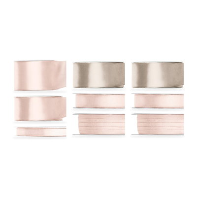 Satinbandspaket – Off-White – 9 rullar – hela paketet