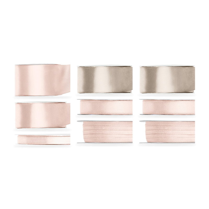 Satinbandspaket – Off-White – 9 rullar – hela paketet