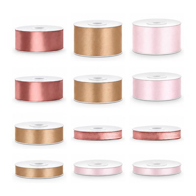 Satinbandspaket – Rosa julglans – 12 rullar – hela paketet