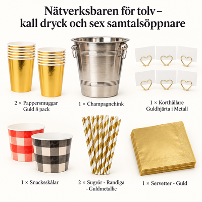 Nätverksbaren för tolv – kall dryck och sex samtalsöppnare – innehåll och antal försäljningsförpackningar