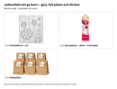 Innehåll och antal: Julkonfekt att ge bort – gjut, fyll påsen och förslut
