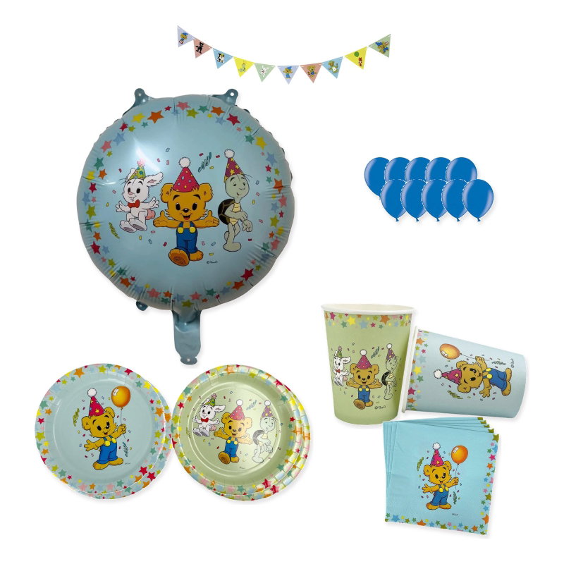 Bamse Party – kalaspaket med dukning och dekorationer för 16 gäster