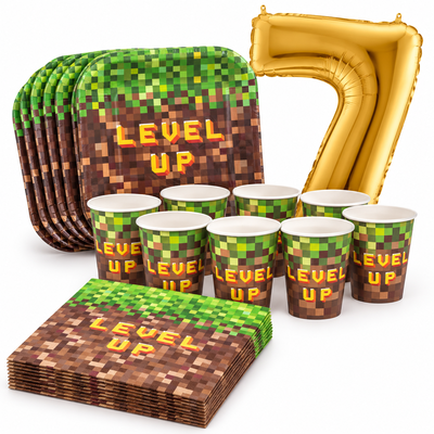 7-årskalas, Minecraft-kalas, kalaspaket, 8 gäster – samlat paketinnehåll
