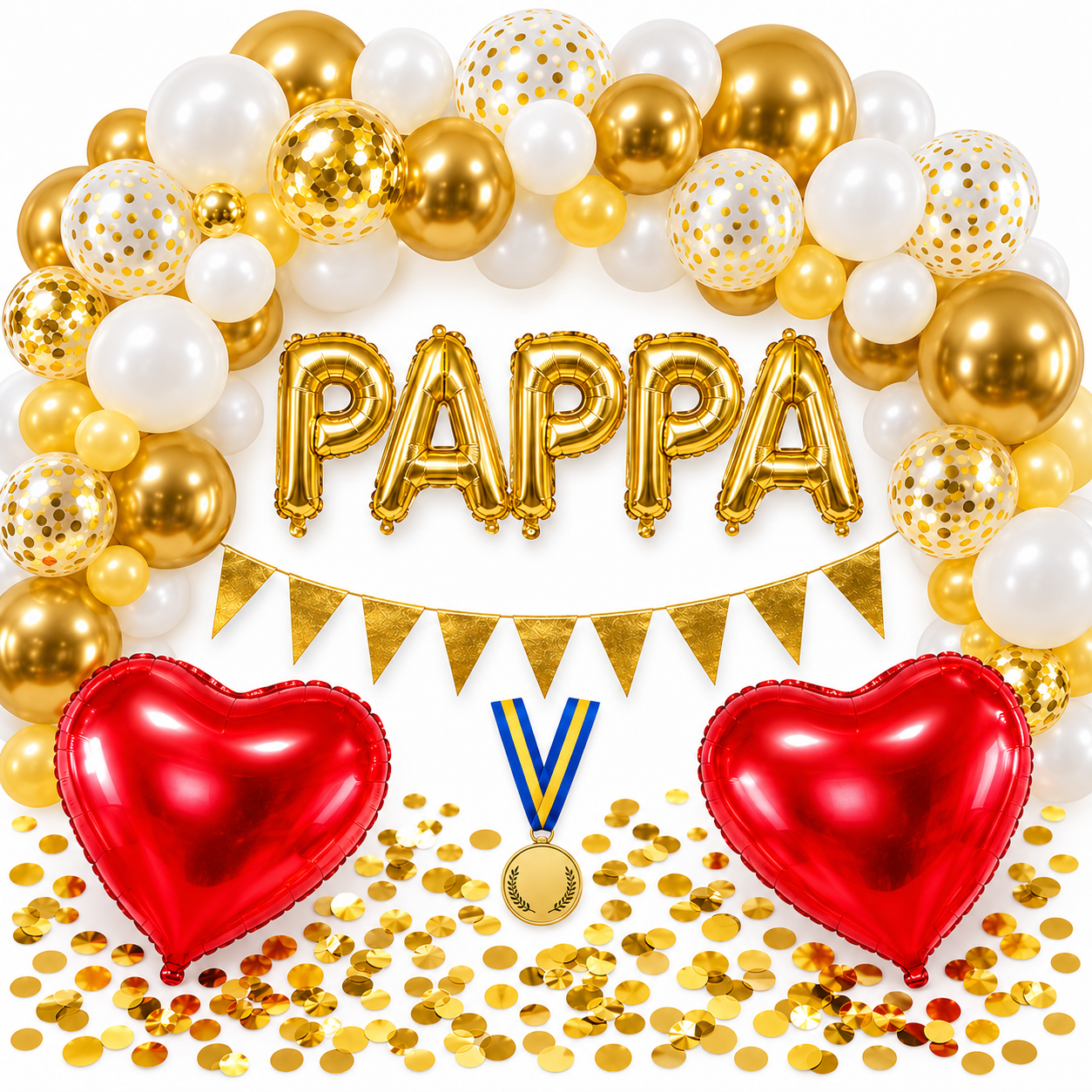 PAPPA – dekorationspaket till fars dag – stora firandet i vitt & guld