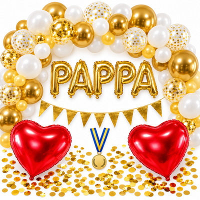 PAPPA – dekorationspaket till fars dag – stora firandet i vitt & guld