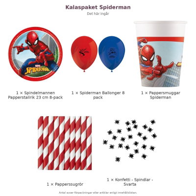 Kalaspaket Spiderman – innehåll och antal utan servetter