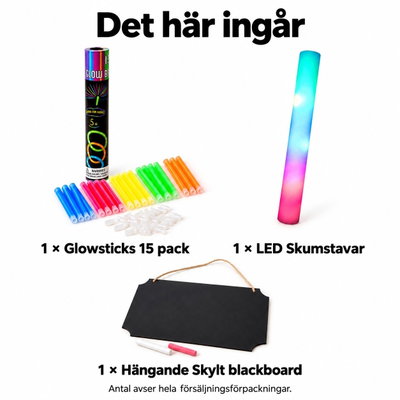 Lysande dansstopp – fem färglag på vuxenfesten – innehåll och antal försäljningsförpackningar