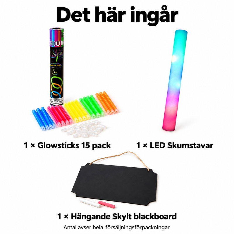 Lysande dansstopp – fem färglag på vuxenfesten – innehåll och antal försäljningsförpackningar