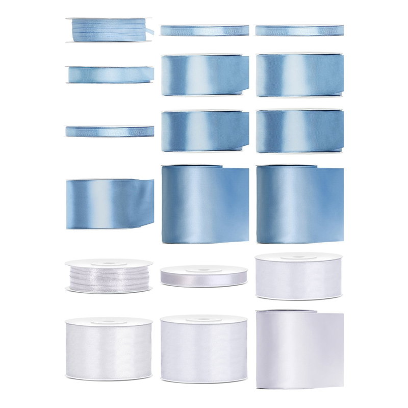 Satinbandspaket – Dusty blue – Stor – 18 rullar – hela paketet
