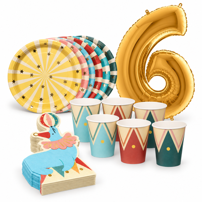 6-årskalas, Cirkus, kalaspaket, 6 gäster – samlat paketinnehåll