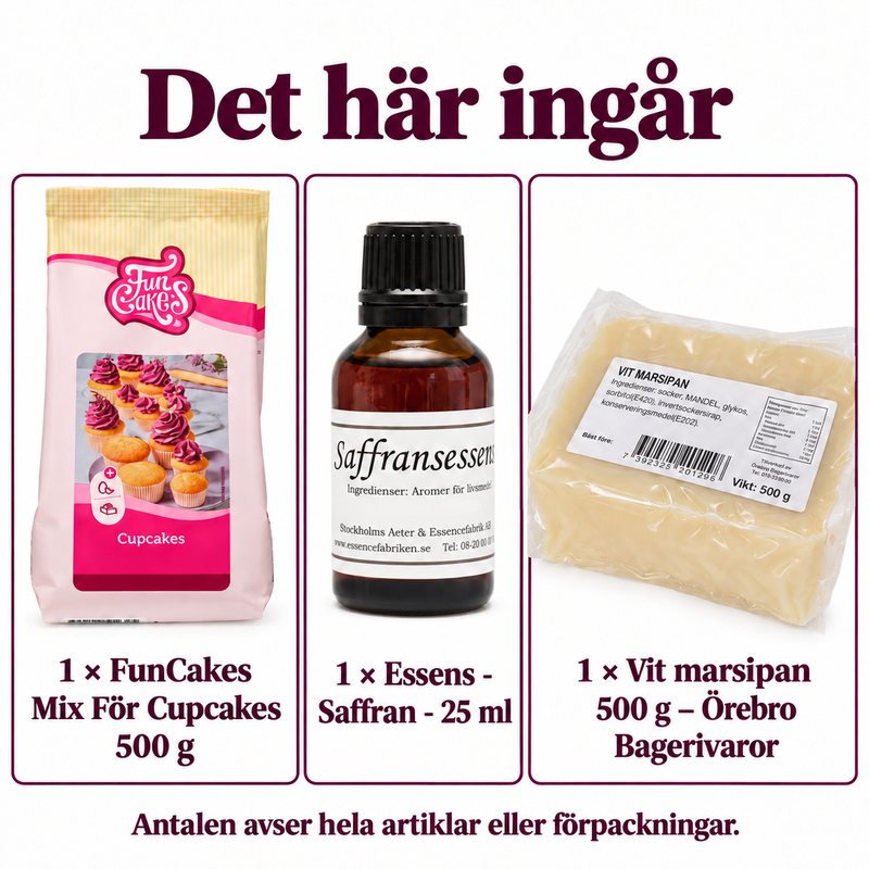 Det här ingår i Saffransdoftande kaka med marsipanbitar