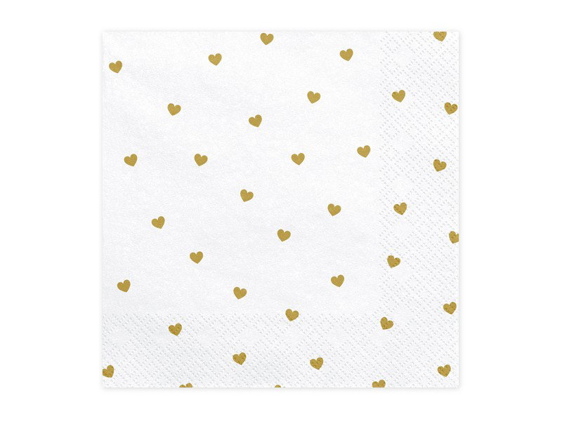 Servetter - Little Hearts - Guld