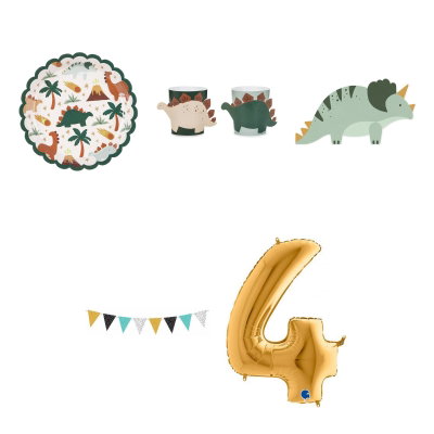 4-årskalas, Dinosauriekalas, kalaspaket, 6 gäster – översikt av ingående produkttyper
