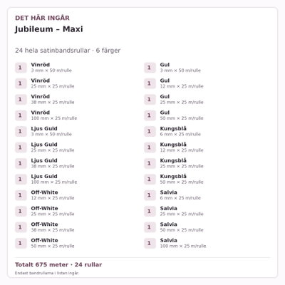 Det här ingår – Satinbandspaket – Jubileum – Maxi – 24 rullar