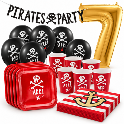 7-årskalas, Piratkalas, kalaspaket, 6 gäster – samlat paketinnehåll